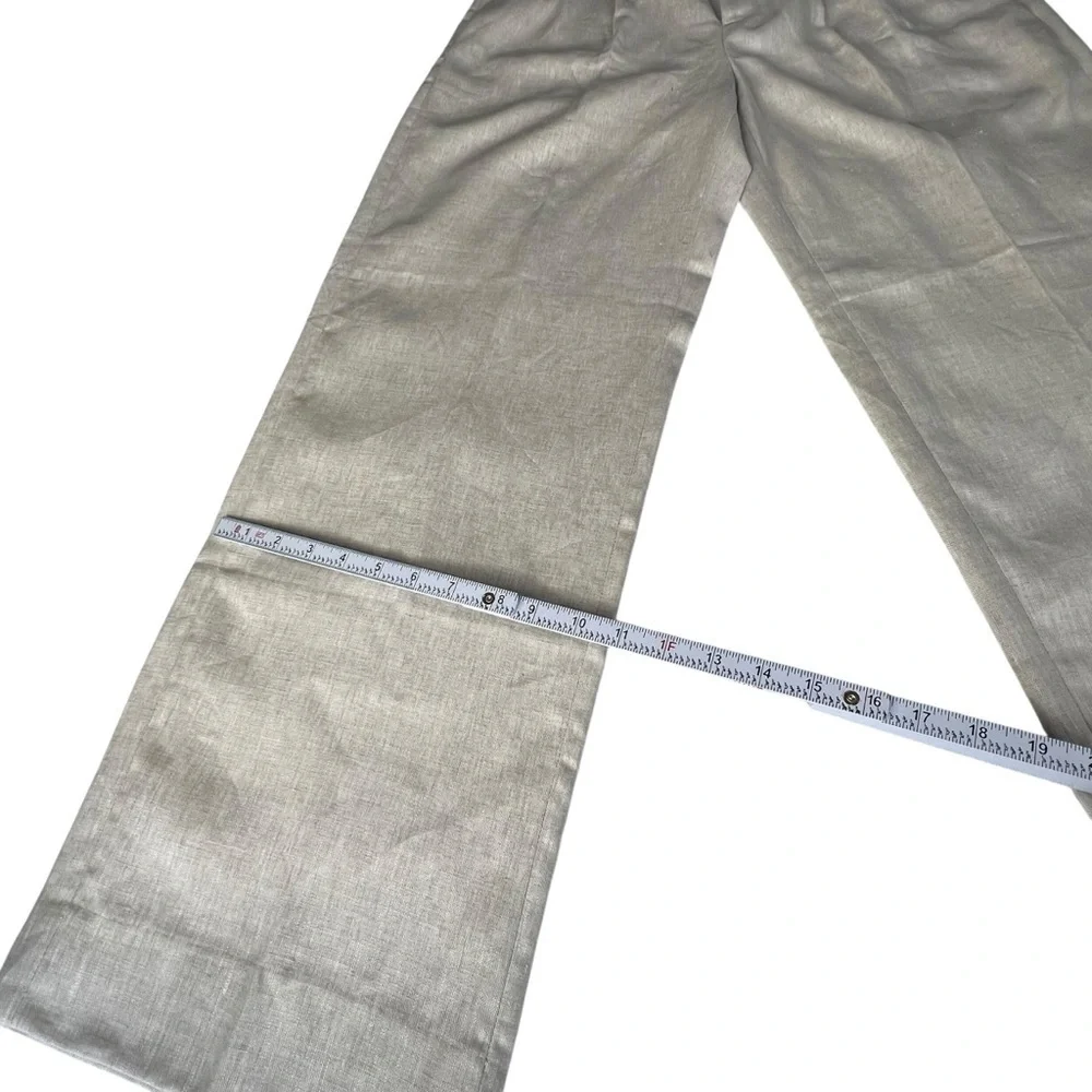 Banana Republic High Rise Palma Straight Leg Linen Pant Size 12 in Natural Color